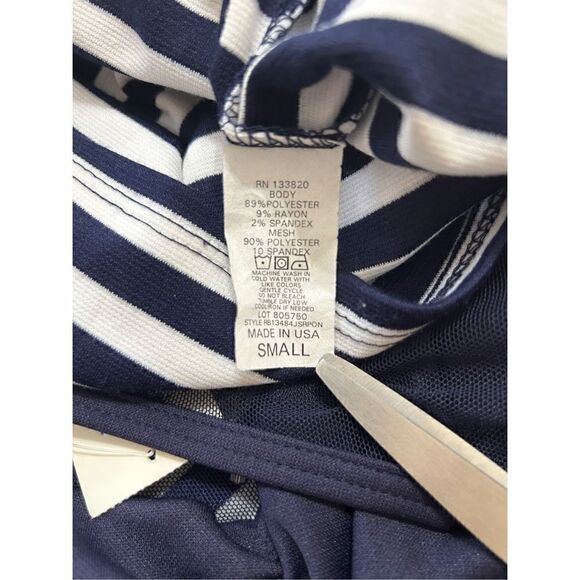 Womens Cocktail Party Mini Dress Navy White stripe size Small NWT - Picture 4 of 4